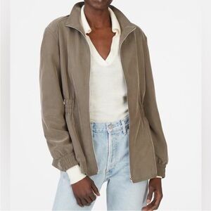 Club Monaco Green Joannah zip up lightweight jacket cinched waist